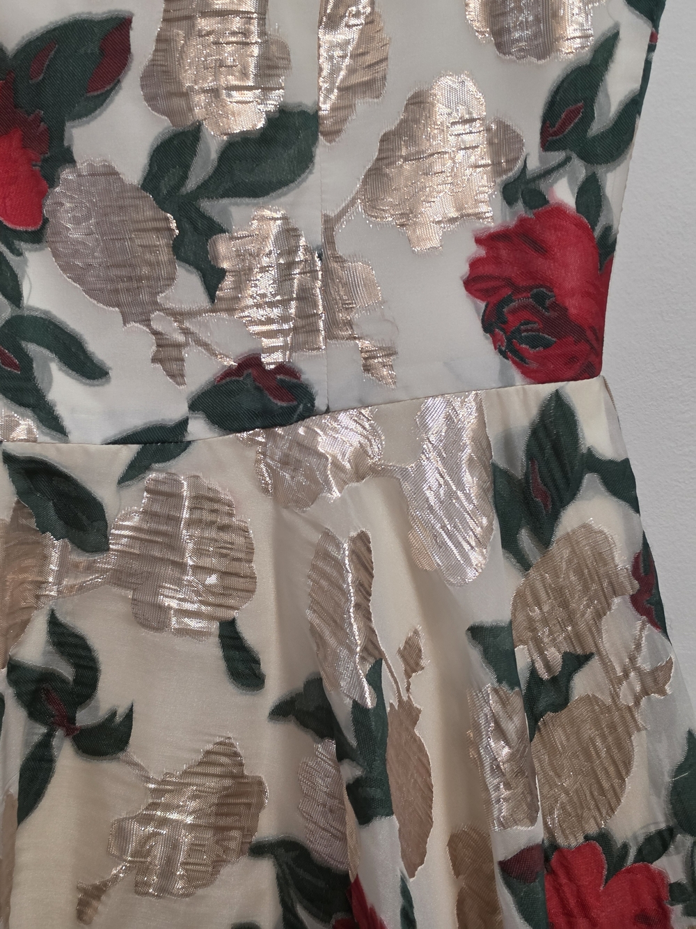 Dress the Population White Midi Skirt with Red Rose Print - Picture 5 of 8